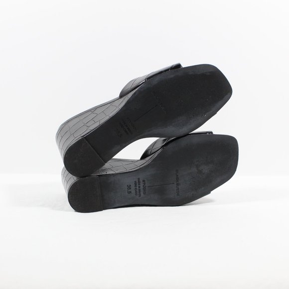 Black Suede Studio Chloe Wedge Sandal - Black Croc 36.5EU - Picture 4 of 6